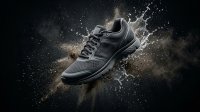 High-Performance Athletic Sneaker in Action with Water Splash and Motion Effects